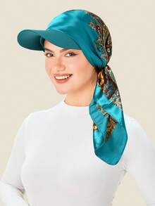 1 chiếc khăn trùm đầu tam giác in họa tiết kiểu Âu và Mỹ mới, chất liệu satin hai lớp dành cho nữ. - Nhiều màu - Xem 8