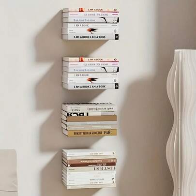 رف كتب خفي، رفوف عائمة مخفية، رف تخزين الكتب المثبت على الحائط، ديكور الحائط، ديكور غرفة أنيق للغرفة المعيشية والدراسة والمكتب والنوم