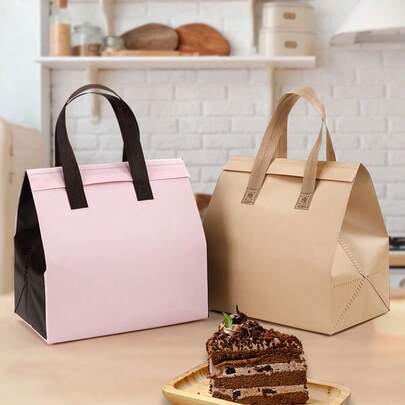 1/5/10 piezas Bolsa aislada portátil, bolsa térmica para mantener caliente y frío los alimentos, adecuada para catering, restaurantes, entrega de comestibles, mantiene los alimentos talla grande frescos (Rosa, Tamaño: 25 x 25 x 15 cm)