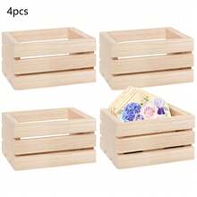2/4/6pcs Mini Rustic Wooden Boxes, Unfinished Wooden Storage Boxes, Suitable For DIY Crafts, Kitchen, Office, Bedroom, Wardrobe, Rustic Decor - Multicolor - View 10