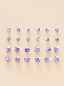 12 Pairs Fashionable Minimalist Luxurious Stainless Steel Earrings Set With Rhinestones, Versatile Jewelry Accessories Suitable For Festivals, Parties, And Outfits - Multicolor - View 8