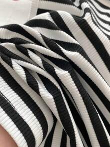 2pcs/Set Girls Casual Fashion Bow Lace Trim Camisole And Striped Flare Pants Set, Summer - White - View 6