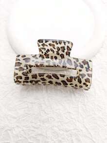 1pc Leopard Print Casual ABS Plastic Hair Claw Clip, Suitable For Daily Wear - Multicolor - View 9