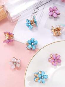 12个山茶花发夹迷你复古甜美公主发夹女孩发饰断发刘海夹发箍发夹可编发弹簧多功能款式 - 彩色 - 查看 3