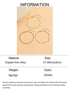 Set de 3 piezas de tobillera de tono dorado de moda multicapa, con decoración de colgante de estrella y borla, conjunto de joyas para mujer para fiestas en la playa, adecuado para uso diario y vacaciones en la playa - Dorado - Ver 5