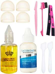 Lace Wig Installationsset mit Perückenkappe, enthält Klebstoff, Make-up-Entferner, Kantenbürste, Rasierapparat und Applikatorspatel - Damen-DIY-Set für Lace Front Perücken Styling - Ihre Wahl - Übersicht 8