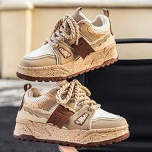 时尚情侣复古滑板鞋 - 黑灰配色，橡胶厚底，减震舒适休闲运动鞋，四季皆宜，低帮系带设计，街头风十足，减震舒适多功能运动鞋 - 卡其色 - 查看 8