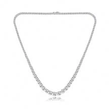 MDFUN Collar de tenis chapado en oro blanco de 18K, con circonita cúbica de corte redondo graduada de 3.0-6.0mm, para mujeres y hombres - Blanco - Ver 8