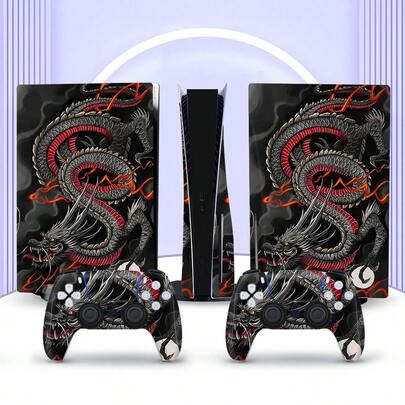 6pcs P5 Game Console Stickers With Black Dragon Pattern, Dust-Proof And Wear-Resistant, Trending Cross-Border Product