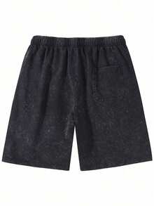 290g Washed, High Quality Batik Cotton Shorts, Suitable For Daily Wear, Adjustable Drawstring, Elastic Band And Pocket At The Waist, Puerto Rico, 250th Independence Day, Valentine's Day, Recent Explosions, Gifts For Friends. - màu đen - Xem 3