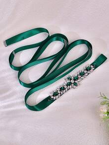 1 pieza Cinturón de vestido lujoso, brillante y sexy. Cinturón de jade con rhinestones, hecho de cuentas de vidrio de colores y rhinestones hechos a mano. Accesorio para vestido de novia, accesorio de uso diario, cinturón para fiesta/banquete/ocasión especial, verano, playa - Multicolor - Ver 6
