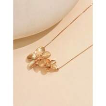 1pc Adjustable Elegant Golden Flower Design Necklace, Lightweight Charming Jewelry Suitable For Daily, Beach, Party Wear And Gift For Friends Valentines,Mom,Mother,Mother's Day,Gift - Vàng - Xem 3