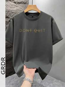 GRDR 男士时尚印花宽松短袖T恤 | 精致设计 | 夏季必备 | 百搭易配 | 展现你的风格 - 深灰色 - 查看 2