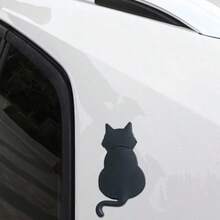 3D Cat Metal Car Emblem Cute Cat Car Decorations Waterproof Bumper Stickers Funny Rear Tailgate Emblem Universal Automotive Exterior Accessories For SUV Truck Motorcycle Black - 黑色 - 查看 3