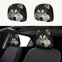 2pcs Sheepdog Print Car Headrest Covers - New Double-Sided Design Fits All Vehicles, Easy Installation - Funny Car Interior Decor For Male/Female Drivers/Passengers - Durable Fabric Headrest Protectors With Eye-Catching Print - Hat - View 13