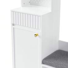 Wardrobe Set, Complete Hallway Wardrobe Set With Bench, 4 Coat Hooks, Doors And Drawers - White, Compact Dimensions 100*180*35 Cm (Width*Height*Depth) - White - View 7