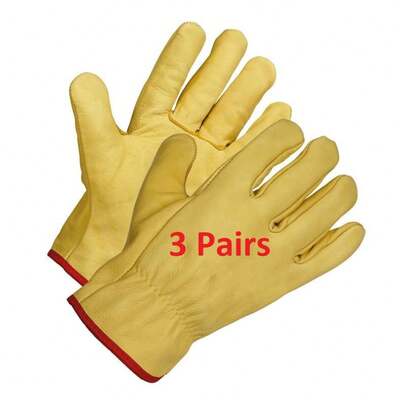 3 Pairs Of Driver Gloves Yellow Leather Gloves For Lorry Drivers Soft Leather Gloves Extra Soft With Fleece Lining Heavy Duty