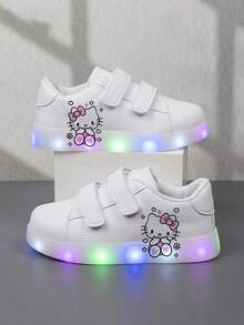 SANRIO 一双时尚实惠的休闲运动鞋，儿童休闲运动鞋，耐穿篮球鞋，适合日常穿着和户外活动，圣诞礼物，发光鞋，户外玩耍鞋，趣味设计鞋，卡通印花鞋，透气面料鞋，柔韧鞋底鞋，儿童运动鞋，休闲鞋，节日礼物，2D平底鞋 - 白色 - 查看 13