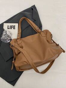 Nova Chegada Bolsa Tote Casual Minimalista de Grande Capacidade - Caqui - Visão 9