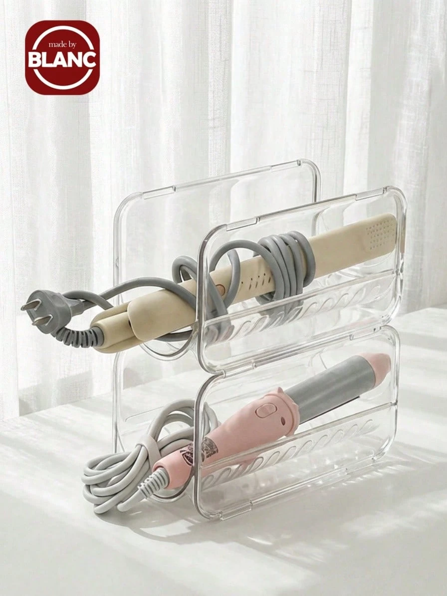 1/2pcs Transparent Acrylic Desktop Storage Rack, Suitable For Bathroom Vanity To Store Hair Dryer, Curling Iron, Beauty Tools Bathroom - Multicolor - View 1
