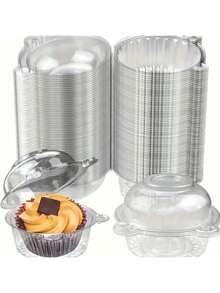 10/20/30pcs Clear Plastic Cake Boxes With Flip Lid, Reusable Dessert Containers For Cakes, Sandwiches, Cheesecakes, Muffins And Pastries, Perfect For Weddings, Birthdays, Christmas And Party Decorations, Party Dessert Boxes, Baking - Multicolor - View 7