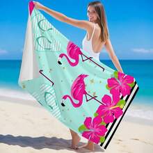 1pc Flamingo & Floral Print Beach Towel, Super Absorbent Quick Dry Towel For Swimming, Beach, Outdoor, Camping, Travel, Ideal Beach Essential - Multicolor - View 4