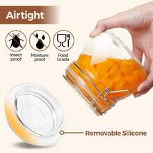ComSaf Airtight Glass Jars With Lids 17oz Small Food Storage Container Set Of 1/6 - Airtight Canister With Clear Preserving Seal Wire Clip Fastening For Kitchen Canning Pickling Mason Jars - Trong suốt, 1 chiếc - Xem 4