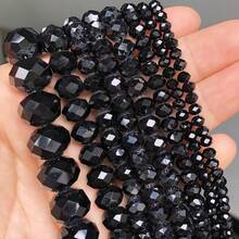 110/80/60 hạt màu đen 4/6/8mm, có nhiều màu sắc và kích cỡ khác nhau, hạt pha lê trong suốt của Áo, hạt thủy tinh lấp lánh cao cấp có lỗ, hạt rời siêu lấp lánh để làm trang sức thủ công, vòng tay, vòng cổ. - màu đen - Xem 3