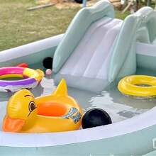 加厚PVC材质家用户外游泳池，带遮阳篷、滑梯和充气城堡 - 可折叠，采用加厚PVC材料制成 - A - 查看 6