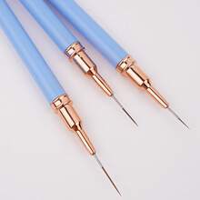 5支装专业美甲细节勾线笔套装，5支小型美甲设计技巧细线笔，7/9/11/15/20毫米短笔长美甲绘画笔 - 藍色 - 查看 4