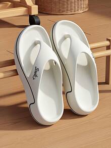 MAOLI 男女通用厚底人字拖,夏季新款字母印花时尚休闲拖鞋,适合海滩、度假、日常穿着,女士款 - 白色 - 查看 7