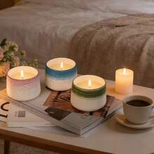 1 pièce Bougie parfumée en tasse en céramique, bougie en cire de soja sans fumée, set de bougies parfumées, bougie en forme de tasse en céramique, convient pour la décoration de la maison, la décoration du salon, la décoration des fêtes, la décoration d'anniversaire, les cadeaux d'anniversaire, les accessoires photo, les cadeaux pour femmes, la décoration de mariage, les cadeaux de mariage, pour créer une ambiance romantique. - 1PC - Voir 3