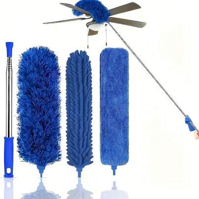Telescopic Cleaning Duster Brush - Extended Long Crevice Spider Web Microfiber Dust Remover With Bendable Head, Stainless Steel Handle For Tight Spaces In Bedroom, Living Room, Kitchen, Bathroom & Outdoor Use - No Battery Needed, Dusters For Cleaning