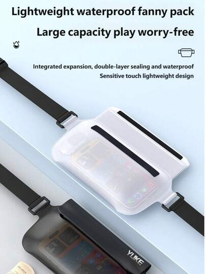 Yuke Waterproof Phone Pouch Waist Bag, Large Capacity Touchscreen Transparent Waterproof Photography Bag For Outdoor Swimming Rafting