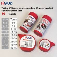 Higlue 50-Meter Threaded Pipe Sealing Rope, Kitchen And Bathroom Pipe Fitting Sealing PTFE Tape, Plumbing And Electrical Metal And Plastic Threaded Pipe, Suitable For Repairing Water/Gas Leaks, Repairing Threaded Pipe Joints, Waterproof And Leak-Proof Pipe Sealing Line - 50-meter Pipe Sealing Rope - View 3
