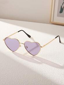 1 pieza Gafas de moda con marco pequeño en forma de corazón de estilo retro americano, elegantes para el estilo callejero, vacaciones, viajes al aire libre y playa - Multicolor - Ver 12