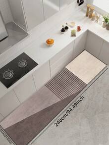 1pc Silica Gel Kitchen Floor Mat, Minimalist Colorblock & Vertical Stripe Pattern, Morandian Gray & Beige Tones, Clean-Cut Modern Simplicity, Suitable For Kitchen, Bathroom, Entryway, Laundry Room, Bedroom, Living Room Decor - متعدد الألوان - مشاهدة 18