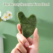 Gua Scraping Massage Natural Jade Guasha Board Therapy Point Treatment Dark Green - Dark Green - View 8