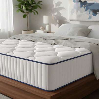  Lalulu Colchón Queen Size  - Azul y Blanco | Toque Fresco para tu Hogar | Transpirable y Antibacterial