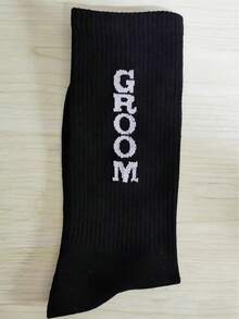 1 Pair Black Groomsmen Socks, New Wedding Socks For Groom And Groomsmen, Long Dress Socks - Multicolor - View 13