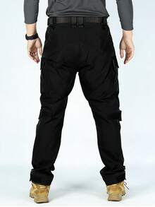 Men's Black Military Cargo Pants, Tactical, Waterproof, Ideal For Long Hikes And Outdoor Sports - 黑色 - 查看 3