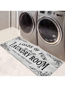 Laundry Room - Farmhouse Style, Non-, Washable, Polyester Flannel With Loads Of Laundry, Laundry Room Rules Design Kitchen, Bathroom, Hallway, And Entryway Decor, Laundry Room Decor And Accessories - White - View 10