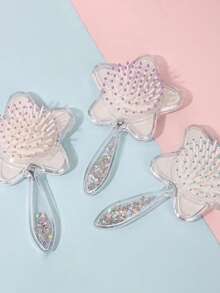 创意五芒星闪光气垫美发梳，头皮按摩气泡梳，甜美五芒星闪光梳，便携式美发梳 - 亮片梳 - 查看 2