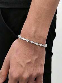 1pc/2pcs Fashion Luxury Rhinestone Cross Bracelet, Unisex, Gift For Lovers, New Year & Daily Wear - Multicolor - View 6