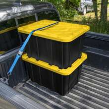 Large Storage Bin, 27 Gallon Durable Plastic Storage Tote With  Lid, Black And Yellow, 6 Pack - 黑/黃 - 查看 5
