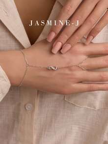 1 Piece S925 Sterling Silver Finger Bracelet,Sterling Silver Hand-Held Chain,Gold Bracelet,Infinity Symbol,Minimalist And Versatile,Suitable For Everyday Wear/Party Wear - Multicolor - View 4