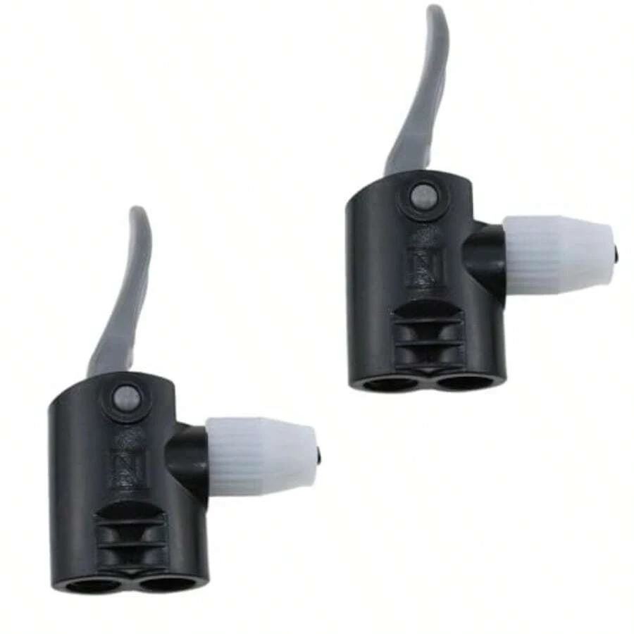 Black Dual Head Bike Pump Adapter Valve Quick Pump Fitting Replacement Nozzle Tire Valve Connector Valve Adapter 2PCS - Black - View 1