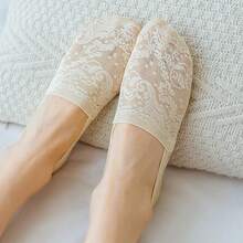 1/5/10 Pairs Of Summer Women's Daily Breathable Non Slip Thin Invisible Fashionable Hollow Lace Boat Socks - Multicolor - View 15