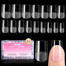 Beetles Soft Gel Nail Tips Short Almond 288pcs In 12 Sizes, Etch-X Pre-Etched Full Cover Acrylic Fake Nails Art - Short Square 320pcs (Flat-X Nail Tips) - 查看 8