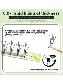 懒人福音！快速定位卡通精灵嫁接睫毛，120簇尖翼浅色混合条，8-15毫米，自然眼型 - 查看 6